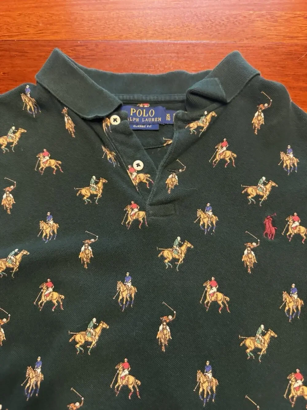 XL Polo Ralph Lauren All Over Print AOP Pony Racers Horse Logo Green